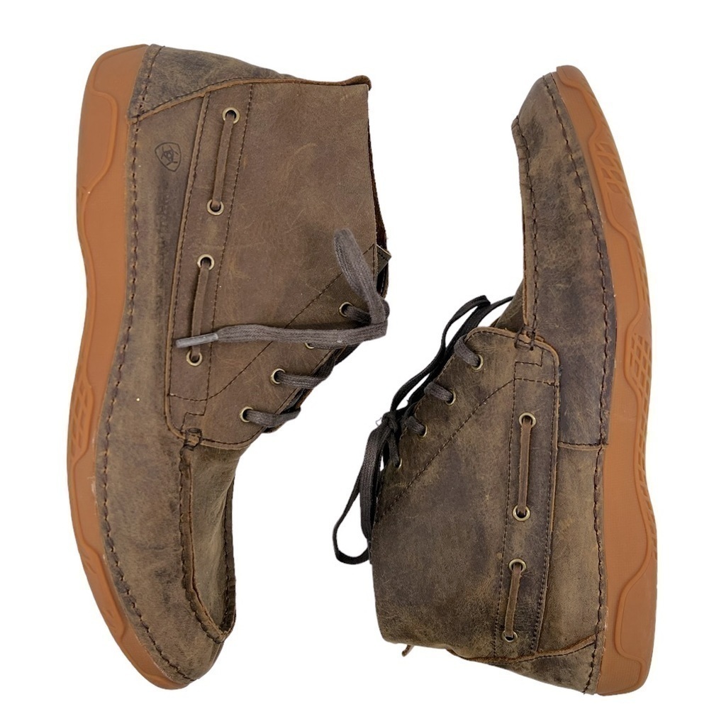 Ariat Holbrook Men’s Brown Leather Laced Up Chukka Boots - Picture 5 of 16